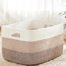 Blanket Basket,Rectangle Woven Baskets Storage,65L Laundry Basket Decorative