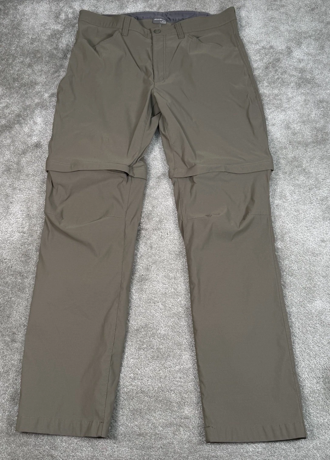 Eddie Bauer Convertible Tech Pants Mens 38x34 Green Hiking Lightweight Shorts
