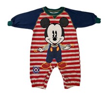 Vtg Baby Mickey Mouse One Piece Boy Girl Size 12 Months Jersey Romper Snap Legs