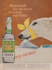 1959 Wolfschmidt Vodka - Borzoi Russian Wolfhound - "Top Secret"- Print Ad Photo