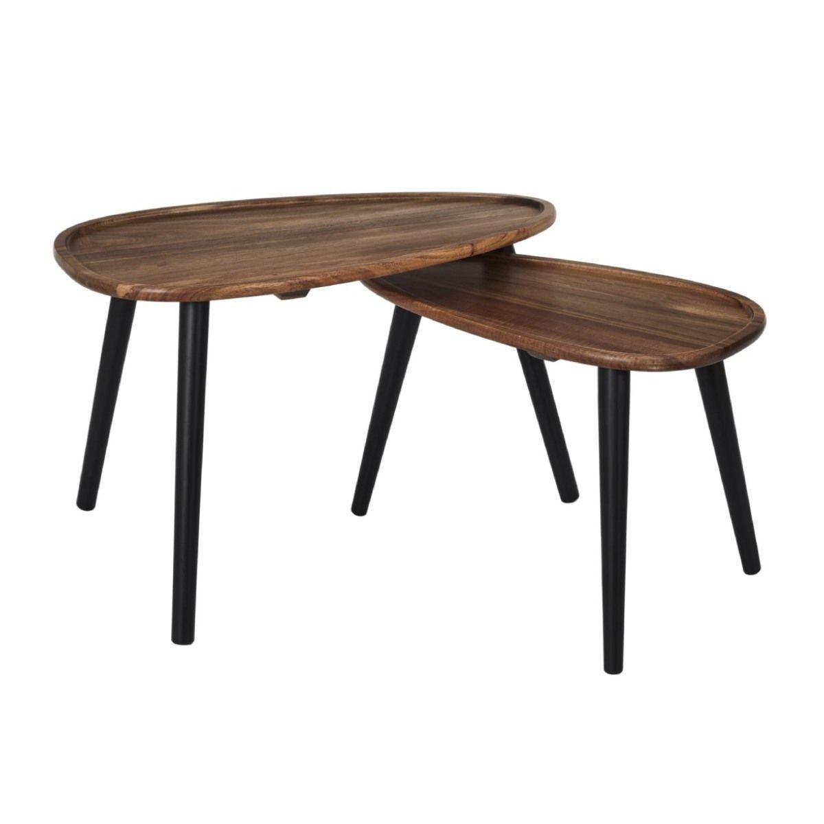Tables basses gigognes Galet 60cm marron table de salon modulable en bois