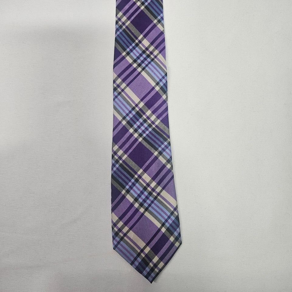 Gravata masculina Ben Sherman 100% seda feita à mão geométrica roxa 2,75" x 60" - Imagem 3 de 4