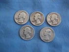 5-Coin Lot • Washington Quarters 1940s various dates