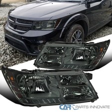 Smoke Fit 2009-2020 Dodge Journey Headlights Head Lamps Assembly Left+Right Pair