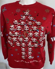 Vintage NutCracker Santa Christmas Sweatshirt Can You Find Rudolph Size Medium