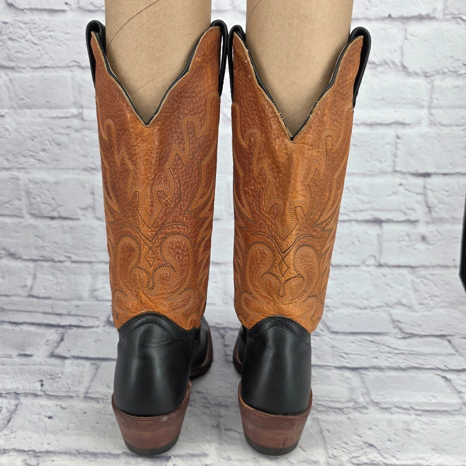 Botas vaqueras Boulet para mujer 5 de cuero negro naranja hechas en Canadá EH22399 Foto 2 de 4