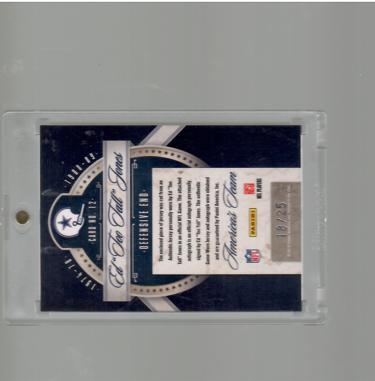ED TOO TALL JONES GAME USED JERSEY AUTO 18/25 2010 PANINI LIMITED FOOTBALL view 2