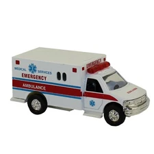RI Novelty - Pull Back Die-Cast Metal Vehicle -RESCUE AMBULANCE (Red/Blue Stripe