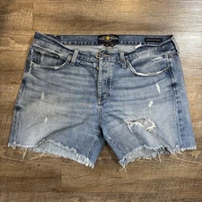 Lucky Brand The Boyfriend Womens Blue Cut-off Shorts - Size 10/30 tag (36 X 5)