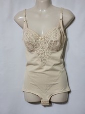 VINTAGE SUBTRACT SHAPEWEAR BODY SUIT 36C 2406 ALL IN ONE GIRDLE BEIGE USA ILGWU