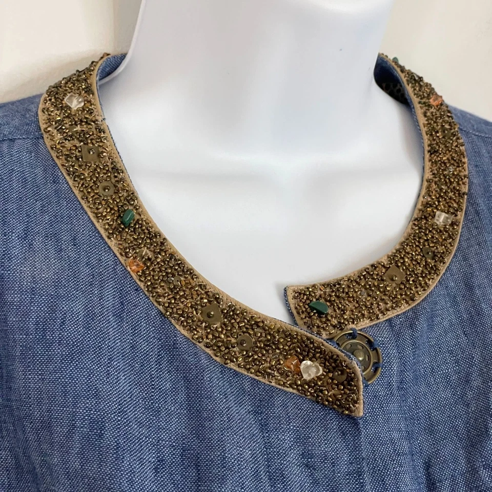 Blazer Carole Little Vintage Costero Playa Lino Talla PL Cambray Viaje Oficina Foto 2 de 4