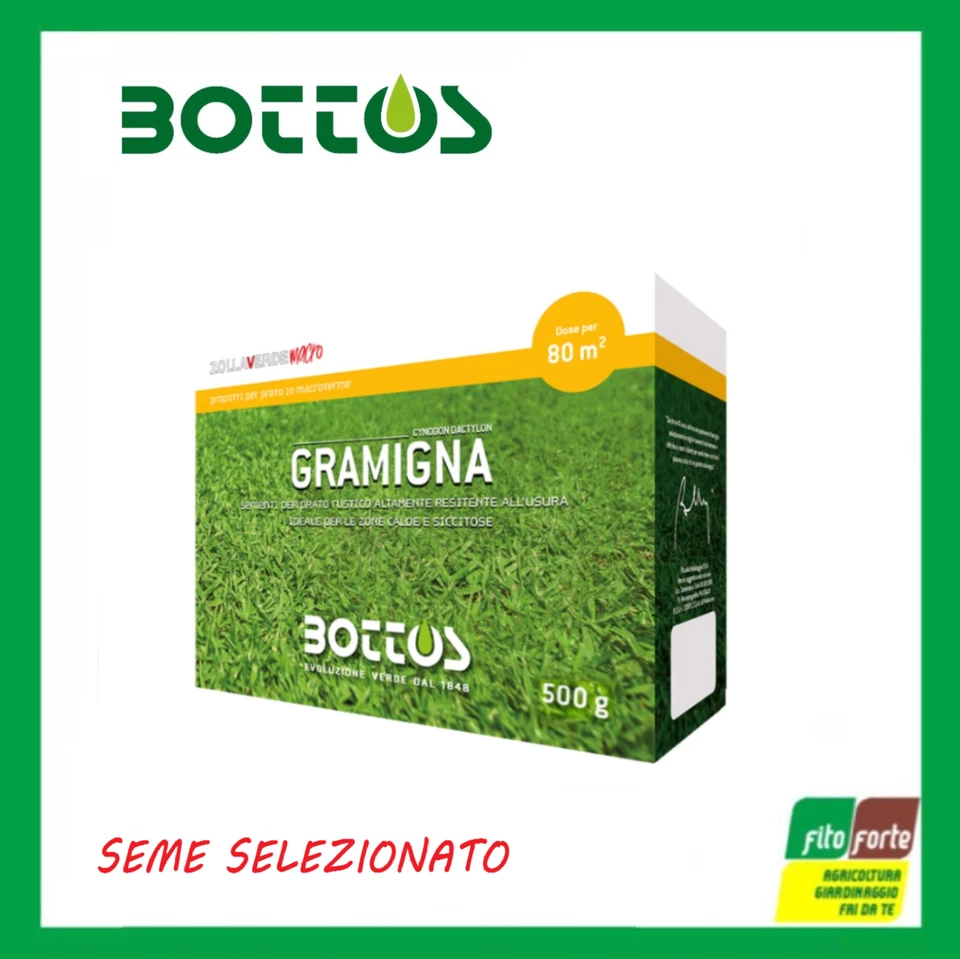 SEMI PRATO GRAMIGNA MACROTERME 500GR BOTTOS FORTE RESISTENZA RUSTICA
