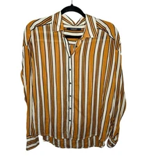 Scotch & Soda M orange white striped boxy button down long sleeve shirt combo C