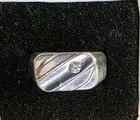Vintage 925 Silver Signet Ring with Single Round Simulated Diamond Size 8