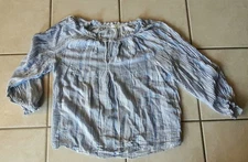 Max Studio Boho Flowy Peasant Blouse Top Striped Floral XL Beautiful Lightweight