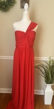 NWT BCBG Maxazria Size 8 Jamille One Shoulder Maxi Dress Chiffon Red Berry