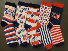 5 Pairs Patriotic American Flag Socks Fun and Fancy crew socks