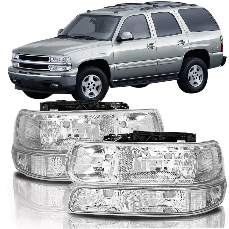 Clear Headlights For 1999-2002 Chevy Silverado 2000-2006 Tahoe Suburban 1500 Foto 2 de 4