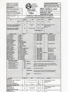 1998 -THE FACULTY- Original ROBERT RODRIGUEZ HORROR Movie Production Call Sheet