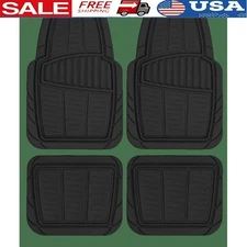 4PC Rubber Floor Mats Universal Fit Non-Slip Waterproof Easy Clean Cars SUVs New