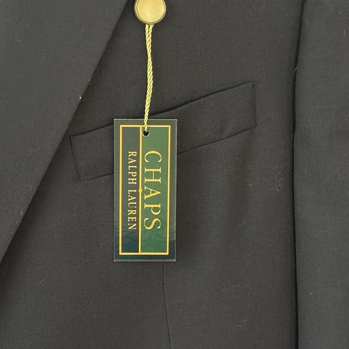 New Men Chaps Ralph Lauren 44R Navy Gold Button 100% Wool Blazer MSRP $275 READ - Picture 5 of 15