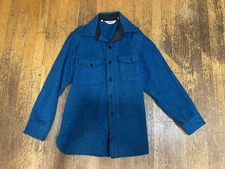 1960's 1970's Woolrich Blue Wool Coat Jacket Men Large Hunting Vintage 12024