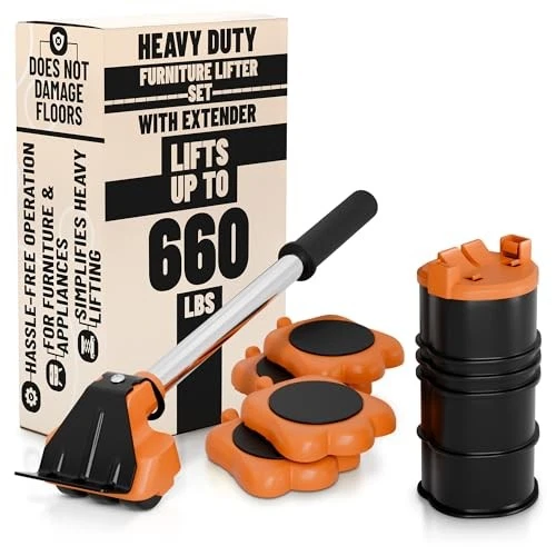 Furniture Lifter Tool with 4 Appliance Rollers 660 Lbs - Furniture Orange - Image 4 of 4