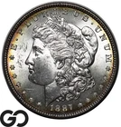 1887 Morgan Silver Dollar Coin, Great Peripherals, Gem BU++