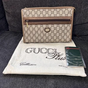 Gucci toile pvc pochette sac à main authentique beige motif Gg femmes Italie 116122