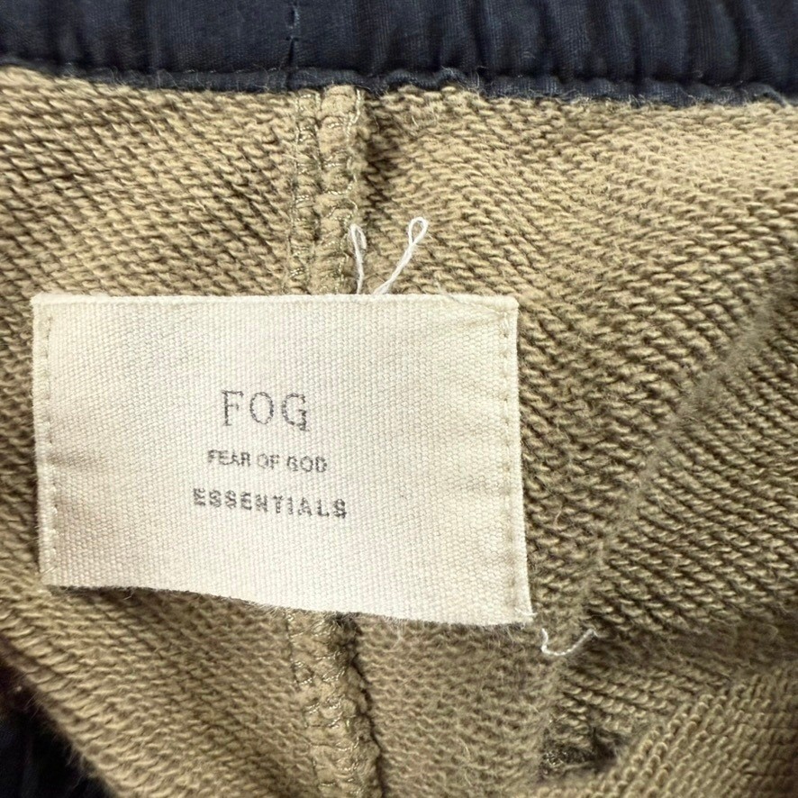 Fear of God Essentials Joggers Tan Khaki Sweatpants Size S Zip Pockets Cotton thumbnail 2