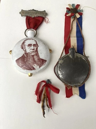 Lot Of GAR BADGES 1891 STEUBENVILLE/DEPARTMENT OF OHIO GAR/CERAMIC CANTEEN BADGE