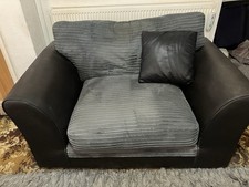 Cosy Comfy Chair.1350 Mm Long Depth 860mm.grey fabric and black surround 