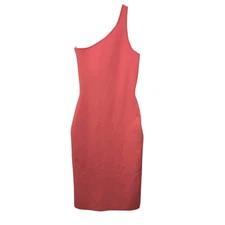 A.L.C. Colby One Shoulder Asymmetrical Bodycon Sheath Knit Midi Dress XS Coral
