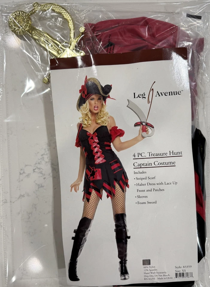 Sexy Pirate Leg Avenue Costume WITH Headscarf & Sword Size XS, BRAND NEW - Image 2 of 4