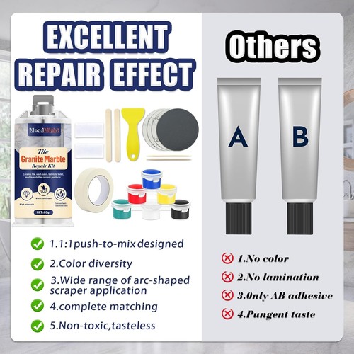 Tile & Stone Repair Kit - Professional for Chips, Cracks, Scratches... - Picture 2 of 7