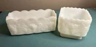 Vintage Anchor Hocking Fire King Milk Glass Planters (2)Grapevine Scalloped Edge