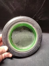 VINTAGE Goodrich Silvertowns Green Uranium Glass Tire Ashtray