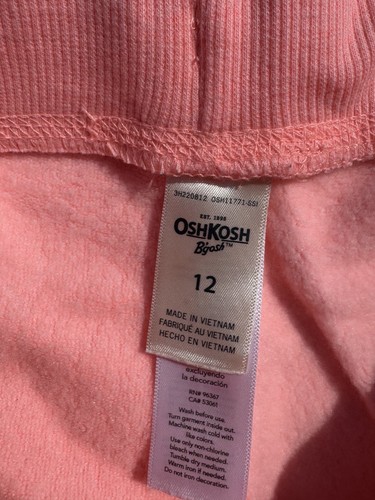 Osh Kosh Pink/Coral Sparkle Girls Athletic Pants with pockets Size 12 - Picture 3 of 4