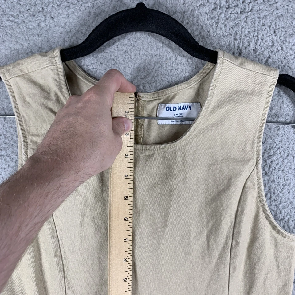 Antiguo Vestido Azul Marino Niñas XXL 18 Elastizado Sin Mangas Cremallera ALine Beige Suave Sensación Chino Foto 4 de 4