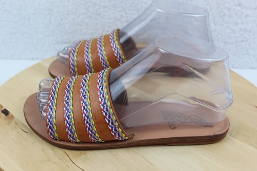 Ancient Greek Leather Sandal Women 7 Brown Slip On Shoe Flat Beach Summer Travel - Picture 2 of 11