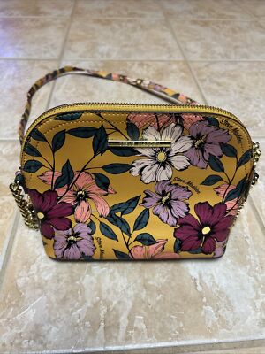 Steve Madden Crossbody Purse/ Bag Colorful Flowers Yellow Pink