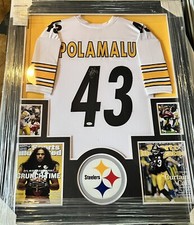 TROY POLAMALU Autographed Framed Pittsburgh Steelers Jersey