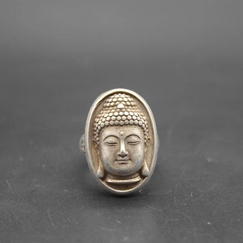 Chinese copper tibet silver buddha figure Statues jewel gift ring - Picture 2 of 7