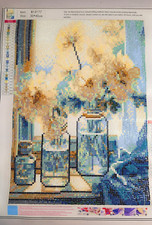 COMPLETED Diamond Art 2 Vases of Flowers Sealed Unframed 30x40cm