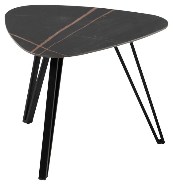 Beistelltisch Wohnzimmertisch Sofatisch Keramik Metall Schwarz 45 X 45 Cm-image