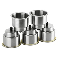 5 Pack Stainless Steel Cup Drink Holder with Drain Marine Boat Car Rv Camper