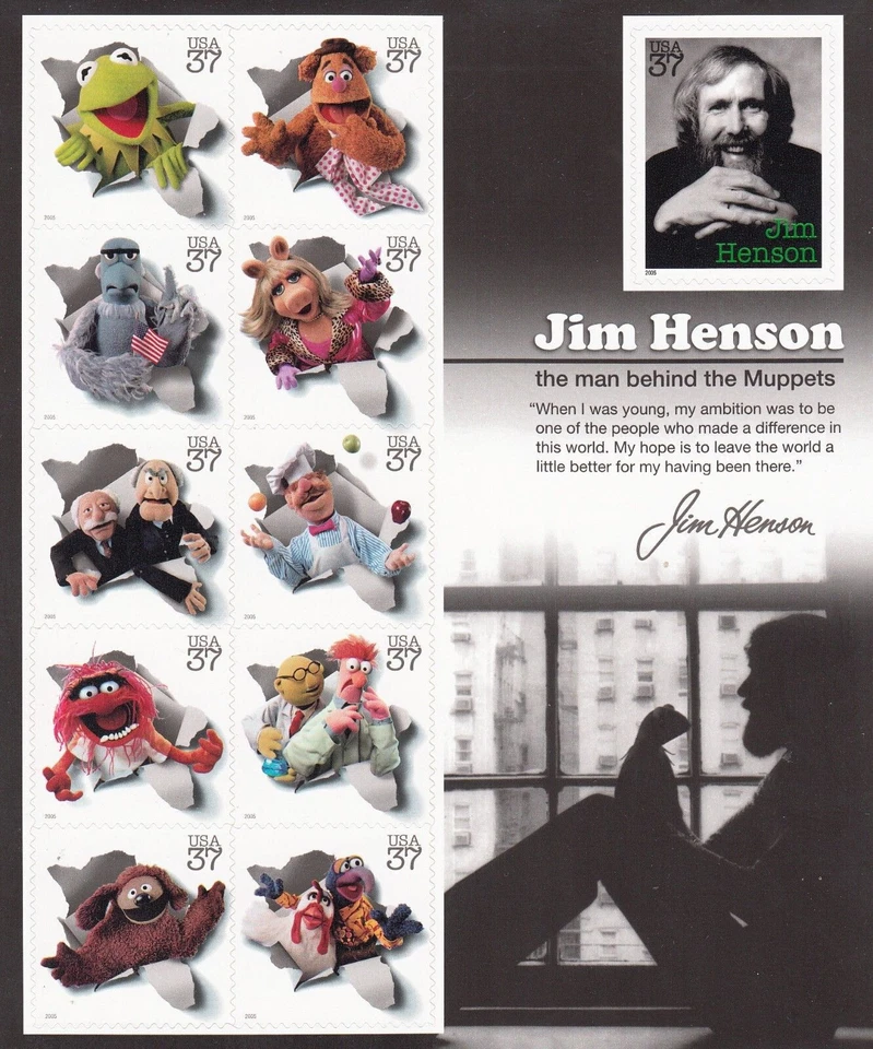 Three Panes x 11 = 33 of JIM HENSON & The Muppets 37¢ US Postage Stamps. Sc 3944 - Image 2 of 4