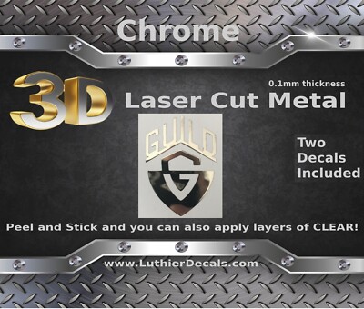 Guild Guitar Decal 3d metal Headstock Restoration Sticker logo m64b