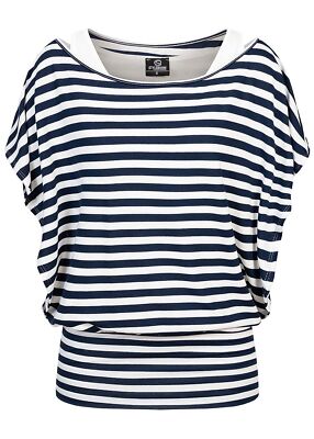 Damen Cloud5ive Shirt Fledermausarm Top in 2in1 Optik Streifen weiß N21066662