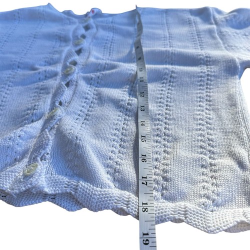 Hanna Andersson Cotton Knit Cardigan Sweater Scalloped Edges Button Up Girls 140 - Picture 5 of 8